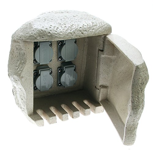 Preisvergleich Produktbild Heitronic 4fach Steinsteckdose mit 10m Anschlusskabel (granit)