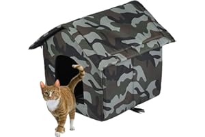 Gicov Feral Cat House for Outdoor Cat Insulated with Waterproof Roof Warm Cushion Weatherproof Protection Cat Dog Tent Stray Cat Shelter Pet House for Winter (S, Camouflage)
