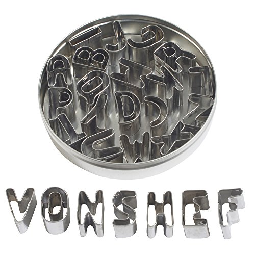 VonShef 26-teilig Ausstechformen Ausstecher Set Buchstaben Zahlen & Alphabet Tortendeko Marzipan Fondant - 2