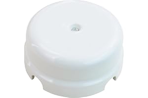 OASHISU Caja de derivación de porcelana para instalaciones de 4 orificios para entrada/salida del cable. Cubre cables y cubrecables de cerámica color blanco, Ø 78 mm Prof. 35 mm