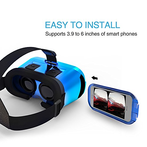 3D VR Brille , ABS Metallisierung 3D Virtuelle RealitÃ¤t Brille Virtual Reality Brille Video Box FÃ¼r VR Spielen und 3D Filme Kompatibel mit iPhone 6S , 6 Plus , 5S Samsung S8 , S7 & 4 ~ 5.5 Zoll Smartphones, Blau