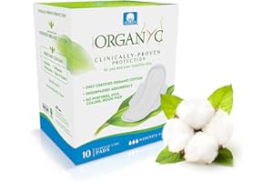 ‎ORGANYC Organ(y) c, Hygienebinden für den täglichen Gebrauch mit gefalteten Flügeln aus 100% Bio-Baumwolle - 10 Stück (1er Pack)