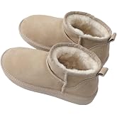 cutecool Mini Boots for Women Classic Mini Ankle Boots with Fur Lining Warm Fur Lined Winter Boots with Non-Slip Coating