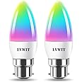 LVWIT B22 Smart Candle Bulb Bayonet, RGB Color B22 Dimmable Candle Bulbs,Music Sync WiFi Bulbs, 470Lm, Compatible with Alexa, Echo and Google Home, Smart Candle Light Bulbs (Pack of 2)