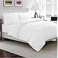 Sapphire Collection Luxury 100% Egyptian Cotton Duvet Quilt Cover & Pillowcase Bedding Set (White, Single)