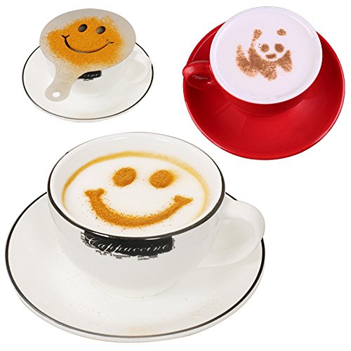 32 Stück Kaffee Dekorieren Schablonen,SENHAI 2 Pack 32 Stück Schaum Latte Kunst Schablonen Barista Schablone für Dekorieren Haferflocken Cupcake Kuchen Cappuccino heiße Schokolade für Erwachsene Kinder Kinder - 3