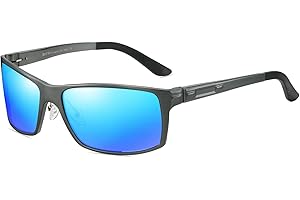 DUCO Okulary przeciwsłoneczne z polaryzacją męskie metalowa oprawka męskie okulary sportowe ultralekkie okulary do jazdy na rowerze okulary rowerowe ochrona UV400 DC9018, niebieski, 65