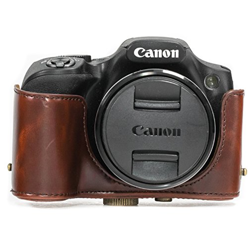 MegaGear Etui souple en cuir pour  Housse pour Canon PowerShot SX50 HS  Brun Fonc   