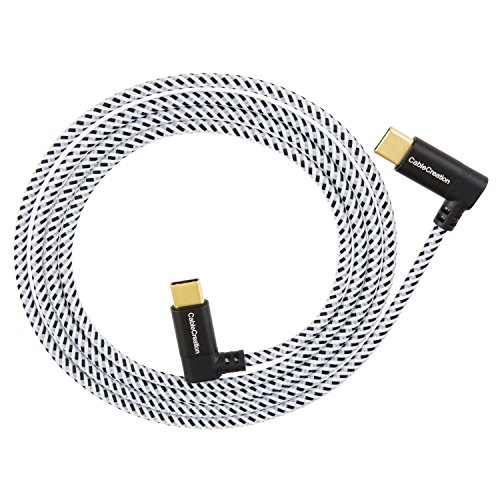USB Typ C Kabel, cablecreation 4 Füße Dual rechten Winkel usb-c auf usb-c geflochtenem Kabel, 90 Grad für neue MacBook (Pro), Google Pixel XL, Nexus 5 x/6P, LG G5 & mehr, 1,2 m/schwarz & weiß Farbe mit Aluminium Fall - 4