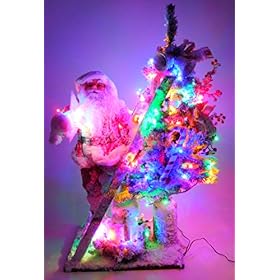 40 « / 100cm Pre Lit floqué Arbre de Noël avec Père Noël Figure Décoration Arbre