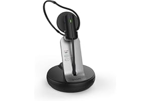 Snom A170 DECT-Headset (HD-Audioqualität, Rauschunterdrückung, 3 Tragevarianten, DECT mit großer Reichweite bis zu 50 m, Telefon und PC mit zwei Verbindungen), 00004387, Schwarz