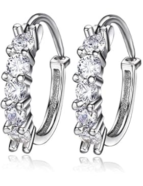 F.ZENI Creolen Silber 925 Sterling Silber Funkeln Kubisches Zirkonia Blume Hoop Ohrringe Kreolische Ohrringe für...