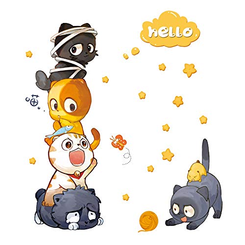Preisvergleich Produktbild Mauer - Aufkleber, Kinder - Aufkleber, Kunst, Aufkleber, Wasserdicht, Dekorative Wandbilder, Dekoration Zeichentrick - Katze Pvc - Material Diy