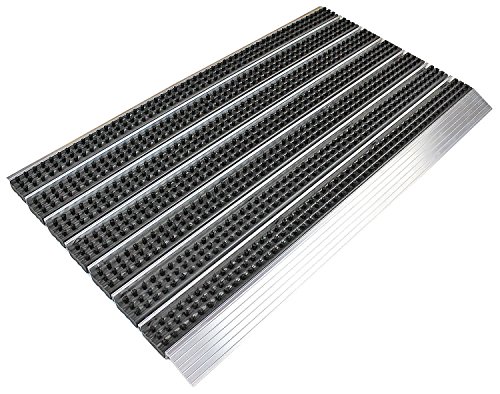 Kettelservice-Metzker® Alu Fußmatte 39x60cm incl. Sauberlaufmatte 60x90cm in Anthrazit & Fleckentferner | stilvolle Bürstenmatte im Sparset - 2