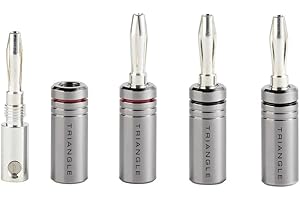 Triangle – Fiche Banane pour Câble Enceintes BP400 - Qualité Hi-FI - Plaquées Argent – Compatible bornier Haut-Parleur- Section de câble Max 4mm² (Vendue par 4)