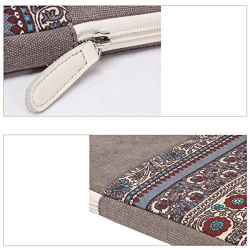 Gaofan Vintage Bohème Stil Canvas-Gewebe Hülle Sleeve Tasche für 15″ -15,6″ Laptop / Notebook Computer / MacBook / MacBook Pro / MacBook Air - 6