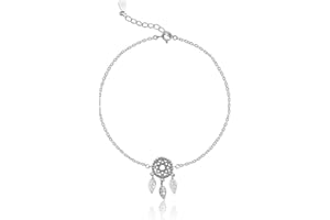 Belons Women Ankle Bracelet 925 Sterling Silver Cubic Zirconia Dream Catcher Anklet Girls Charm Ankle Bracelet Adjustable Foot Chain