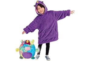 CASKIE Kids Pets Hoodie Blanket Sweatshirt for Girls Boys, Plush Animals Turn into Oversized Hooded Sweatshirt with Giant Pocket, Pullover Jumper Bathrobe Pajama Pillow One Size Fits All