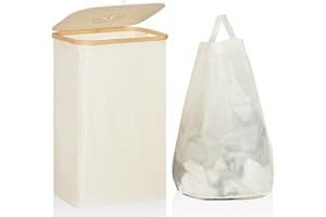 ROSOS Laundry Basket with Lid, 105L Collapsible Laundry Basket with Removable Laundry Bags, Waterproof Laundry Hamper with Lid, Dirty Clothes Washing Baskets for Laundry, Beige