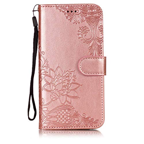 Preisvergleich Produktbild Homikon PU Leder Hülle Schön Spitze Schutzhülle Brieftasche Ledertasche Bookstyle Weiche Handyhülle Kunstleder Lederhülle Silikon Tasche Kompatibel mit Huawei P Smart 2019 / Honor 10 Lite - Roségold