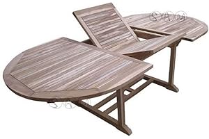 junado Möbel Gartentisch Aruba hochwertiges Teak Holz Schirmloch in der Mitte des Tisches ausziehbar natürliche Maserung pflegeleicht, Braun, 240 x 100 cm