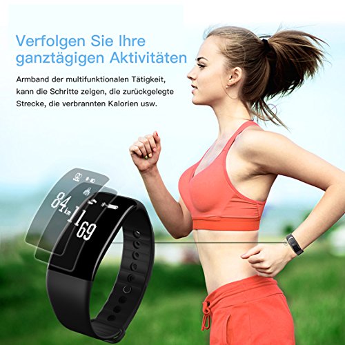 Herzfrequenz Fitness armband BAIHE Bluetooth 4.0 Smart Armband Schrittzähler Herzfrequenz-Monitor Fitness Tracker Puls Schlaftracker Pedometer Schlafanalyse Aktivitätstracker Kalorienzähler SMS Anrufe für Android und iOS Smart Phones - 6