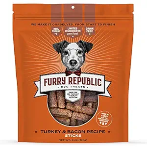 Furry Republic - Dog Treat Sticks, Turkey & Bacon Recipe, 6oz