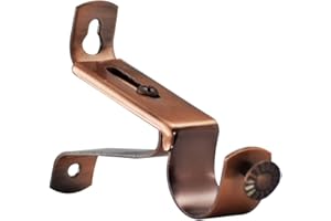 YHO Strong 19mm 28mm & 35mm Metal Curtain Pole Adjustable Bracket Holder Heavy Duty Black, Brass Chrome (Brushed Chrome) (Antique Copper, 28mm)