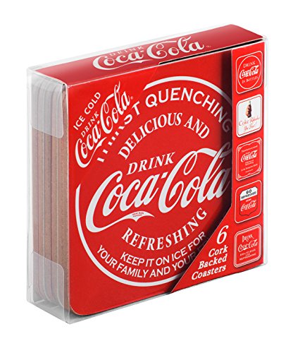 Coca Cola Untersetzer, Unterseite aus Kork, rot, 6 Stück