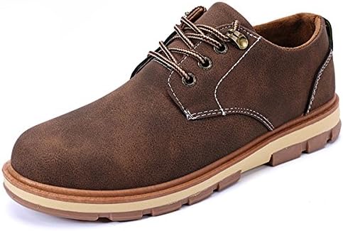 Classic Mens Lace up Shoes Cow Suede Flats Shoes Casual Oxford Shoes-Brown