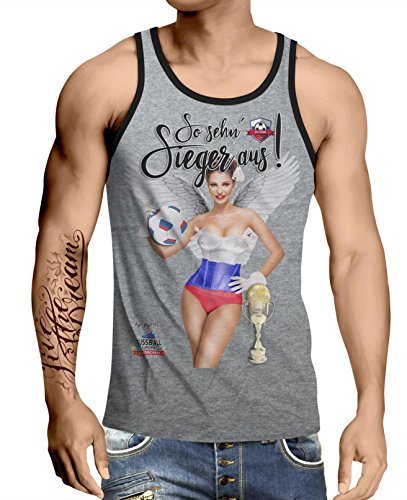 Stylotex Herren Tank Top basic So sehn Sieger aus Girl Russland Russia, Farbe:heather;Größe:M