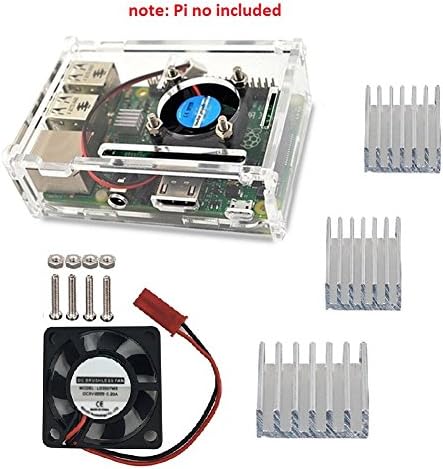 Raspberry Pi Protected Case, Cooling Fan and Aluminum Heat Sinks, Raspberry Pi Accessories Kit for Raspberry Pi 3 Model B/Pi 2 Model B/Pi Model B+