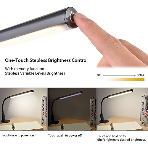 Sunix 6W 24 LED Klemmleuchte, Dimmbar Bettleuchte, LED Tischlampe, LED Leselicht USB-Kabel Inklusive, Touch-Steuerung, LED Leselampe für Schlafzimmer Büro - 2