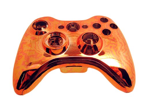 TQSKit de reemplazo de Orange Chrome Xbox 360 Controller Shell + Piezas para botones y Tornillos