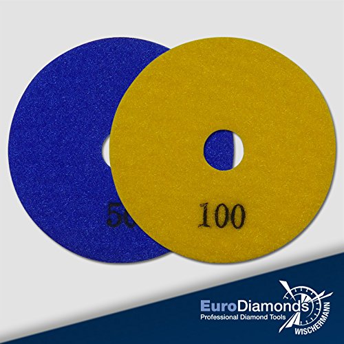 Diamant Schleifpads Dia-Dry, 50er und 100er Körnung, Ø 125 mm, für Trockenschliff, Naturstein, Marmor, Granit - 2