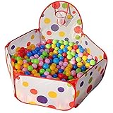 Parque Bolas SKL Piscina de Bolas Infantil Para Niños en Casa / Al Aire Libre Juguete Piscina Bebe Armable Plegable Portátil Con Aro de Baloncesto (150*45cm Sin Bolas)