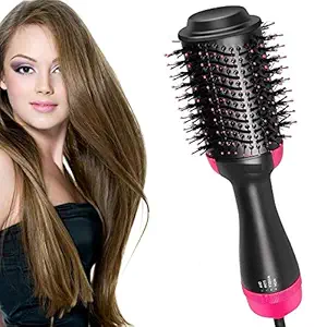 ELLVELLON 3-In-1 1000 Watts Hair Dryer & Volumizer, Hot Air Blower Brush For Hair Drying, Styling & Straightening With 3 Heating Mode & Anti-Scald Negative Ion Technology (Black)
