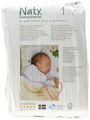 Naty Eco Pañales ? Tamaño 1 Recién Nacido 2-5kg 1.8-5kg 26 Piezas