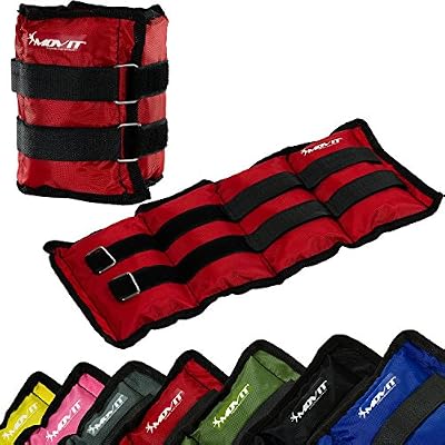 MOVIT® - Lot de 2 bracelets lestés pour chevilles et poignets - 2x 2,0 kg Couleur rougé