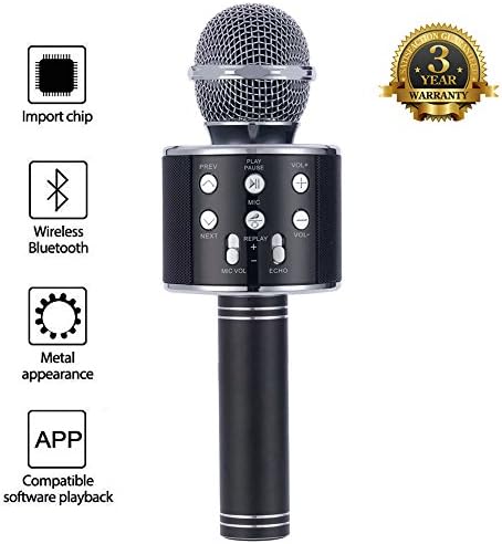 Magic Karaoke Wireless Bluetooth Microphone Speaker With Mic KTV Singing For iPhone Android Smartphone WS-858 (Black)