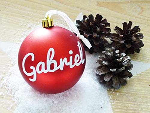 Boule de Noel Lot de 2 avec prénom personnalisé - décoration sapin