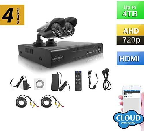 Sumvision® CCTV 720p HD Surveillance Security Camera System AHD DVR NVR Recorder Oracle 4 Channel DVR/NVR 2 Camera Hybrid 1200TVL 720p CCTV Security System with Weather Proof Night Vision Cameras 720p HD, 960H/D1 Compatible, HDMI/VGA/BNC Output, P2P Cloud Based Smartphone Tablet Remote Access, PC Easy Remote Access