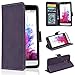 Produktbild SMART LEGEND Lederhülle für LG K3 Ledertasche Hülle Schutzhülle Premium PU Leder Flip Case Protective Cover Innere Weiche Silikon Bookcase Handy Tasche Schale mit Kartenfächer Magnetverschluß Standfunktion Etui - Lila