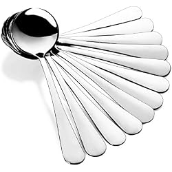 GerTong Ensemble de cuillères à Soupe en Acier Inoxydable, Forme Ronde Grande pelles de Cuisine dîner Soupe Appétissant Lot DE 12