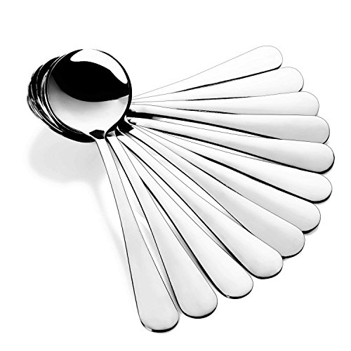 GerTong Ensemble de cuillères à Soupe en Acier Inoxydable, Forme Ronde Grande pelles de Cuisine dîner Soupe Appétissant Lot DE 12
