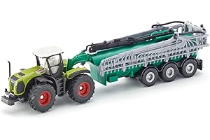 siku 1827, Claas Xerion Traktor mit Fasswagen, 1:87, Metall/Kunststoff, Grün, Ausschwenkbarer Schleppschlauchverteiler