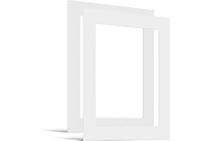 JUNOMI® Lot de 2 Paspartús 40x50 cm Dimensiones Exteriores - para Formato de Imagen 30x40 cm - Grosor 1,5 mm - Color Blanco Puro