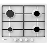 Candy Idea CHW6BRWW Piano Cottura a Gas, 4 Fuochi, Acciaio Inox, Griglie Smaltate, 59,5x51x1 cm, Bianco