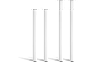 Toemics 4 Pcs Breakfast Bar Legs 710-1100mm Height Adjustable Table Leg Metal Kitchen Worktop Leg Furniture DIY Dining Table Legs with 60mm Diameter White