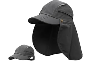 Magracy Mens Womens Outdoor Wide Brim Sun Cap Mesh UPF50+ Neck Flap Hat Fishing Hats